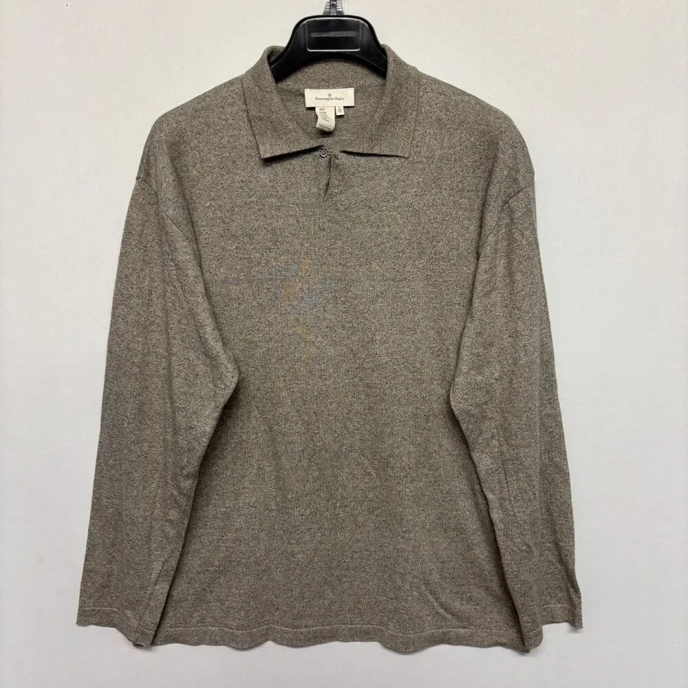 Ermenegildo Zegna Men Collared Polo Knit Sweater Size Large 52 Cotton D129 -13